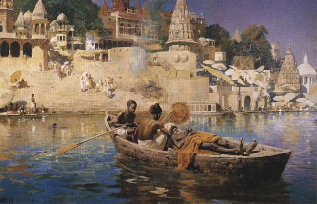 Edwin Lord Weeks The Last Voyage-A Souvenir of the Ganges, Benares. China oil painting art